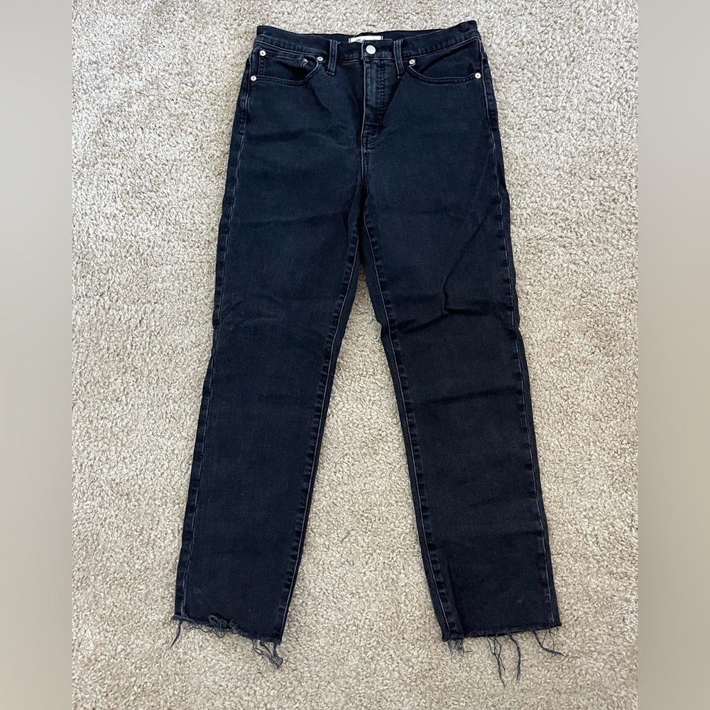 Madewell Classic Straight Jeans in Lunar Wash w/ Raw Hem Sz 29 Tall